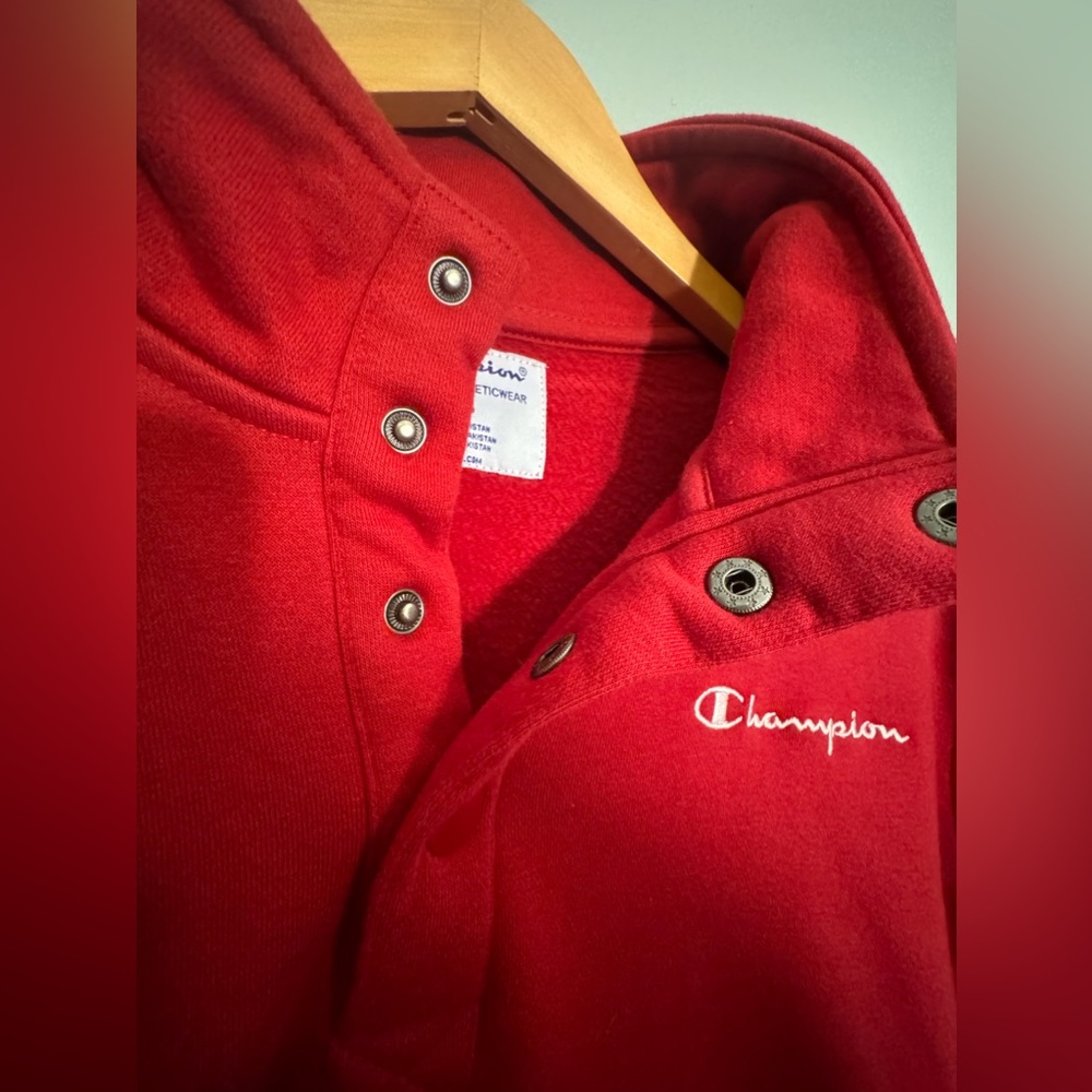Champion Quarter Botton Pullover Sweatshirt Large - Picture 2 of 4